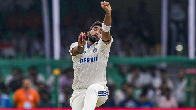 <div class="paragraphs"><p>Jasprit Bumrah bowls during the first day of the 2nd cricket Test match between India and Bangladesh at the Green Park Stadium, in Kanpur.</p></div>