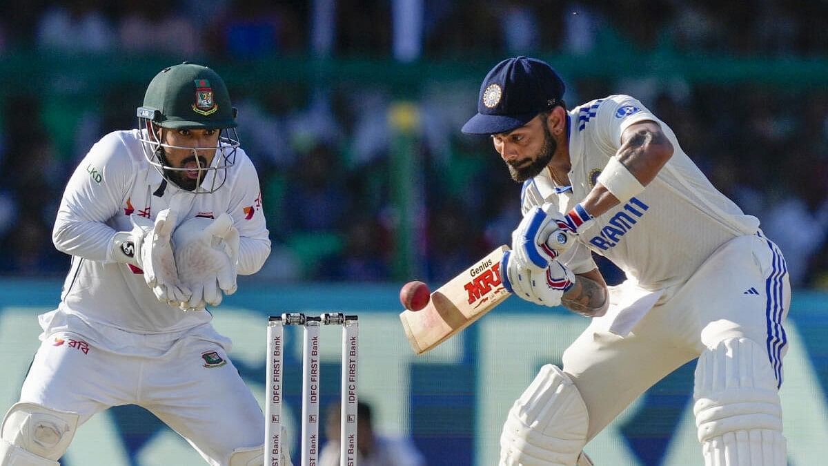 <div class="paragraphs"><p>Virat Kohli plays a cut shot during the fourth day of the 2nd Test against Bangladesh in Kanpur.</p></div>