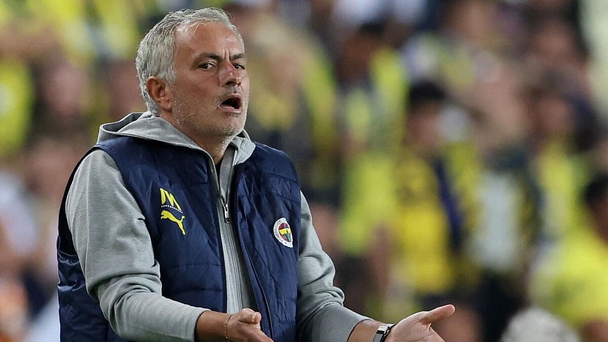 <div class="paragraphs"><p>Fenerbahce coach Jose Mourinho reacts.</p></div>