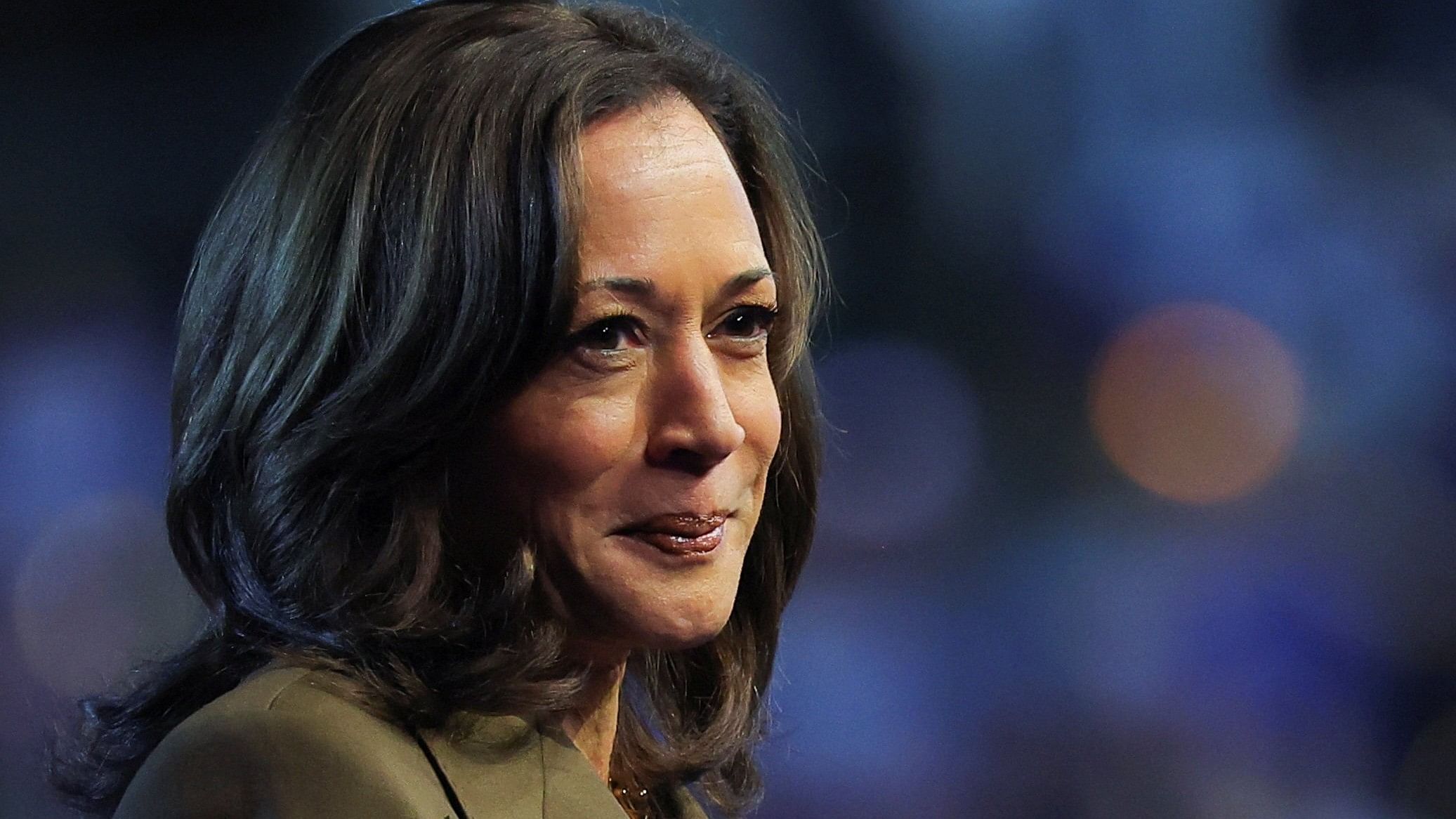 <div class="paragraphs"><p>Democratic presidential nominee and US Vice President Kamala Harris reacts onstage during a campaign event, in Las Vegas, Nevada.&nbsp;</p></div>