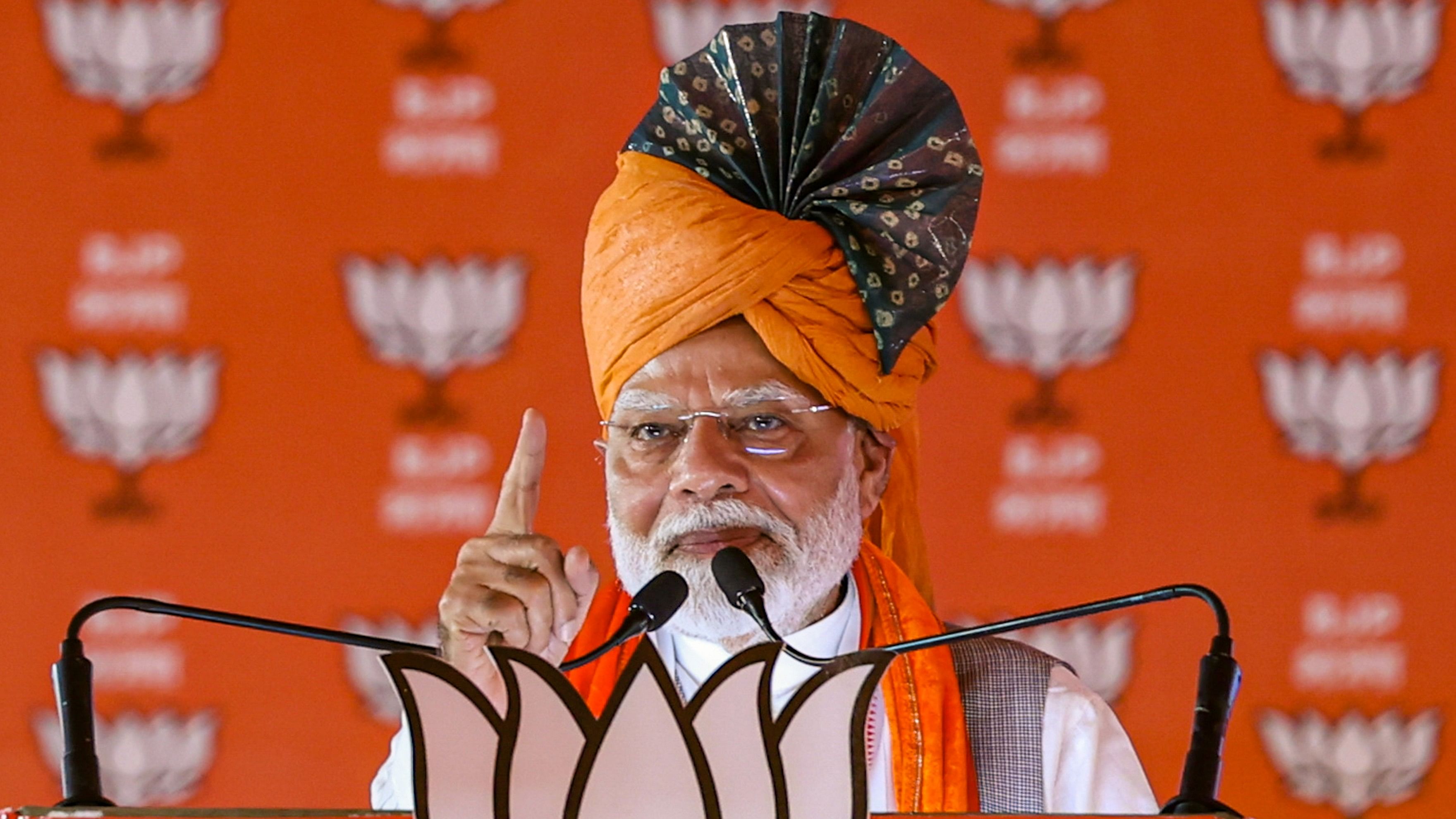 <div class="paragraphs"><p>Prime Minister Narendra Modi addresses a public meeting ahead of Haryana Assembly elections, in Palwal, Haryana, Tuesday.</p></div>