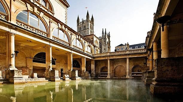 <div class="paragraphs"><p>Roman Baths with Bath Abbey reflection in Bath, England.</p></div>