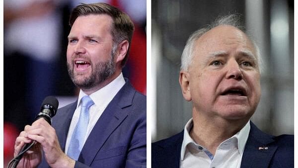 <div class="paragraphs"><p>A combination picture shows Republican vice presidential nominee US Senator J.D. Vance (R-OH) speaking during his first rally as Republican presidential nominee and former US&nbsp; President Donald Trump's running mate, in Grand Rapids, Michigan, US July 20, 2024, and Minnesota Governor Tim Walz speaking inside the Earth Rider Brewery in Superior, Wisconsin.&nbsp;</p></div>