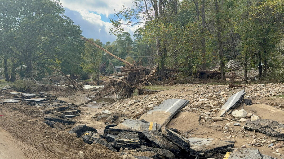 <div class="paragraphs"><p>Damages caused by the passing of Hurricane Helene are seen in Elk Park, North Carolina, US.</p></div>