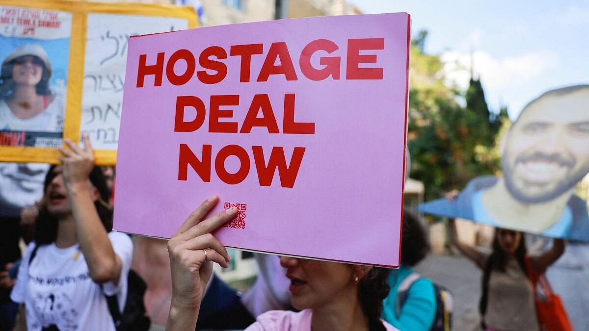 <div class="paragraphs"><p>Women protesters stage a performance to show support for Israeli hostages, who were kidnapped during the deadly October 7 attack and are held in Gaza, amid the ongoing conflict between Israel and Hamas, in Jerusalem September 30, 2024.</p></div>