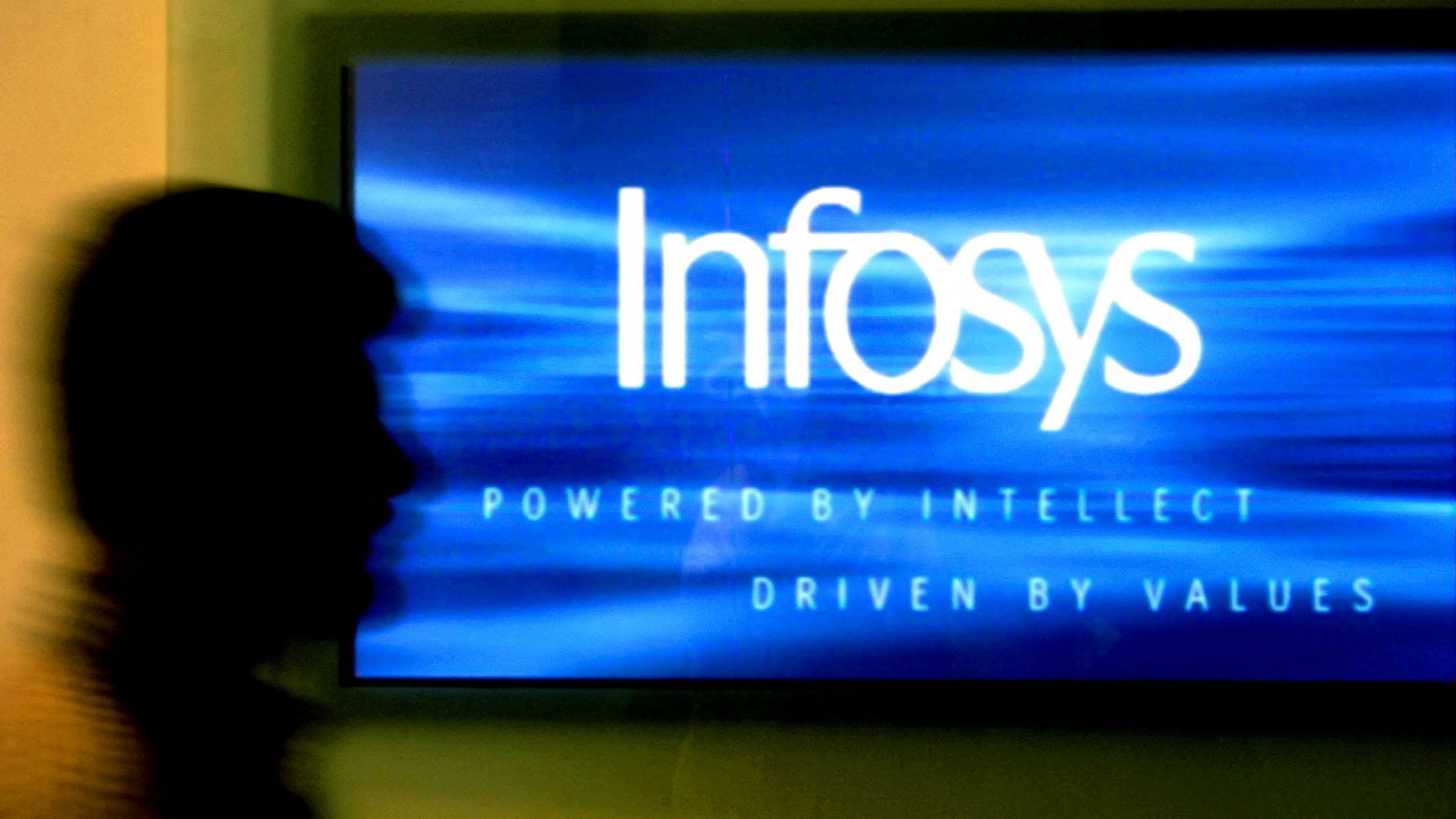 <div class="paragraphs"><p>A man walks past a billboard of Infosys Technologies Ltd's office in Bangalore, India.</p></div>