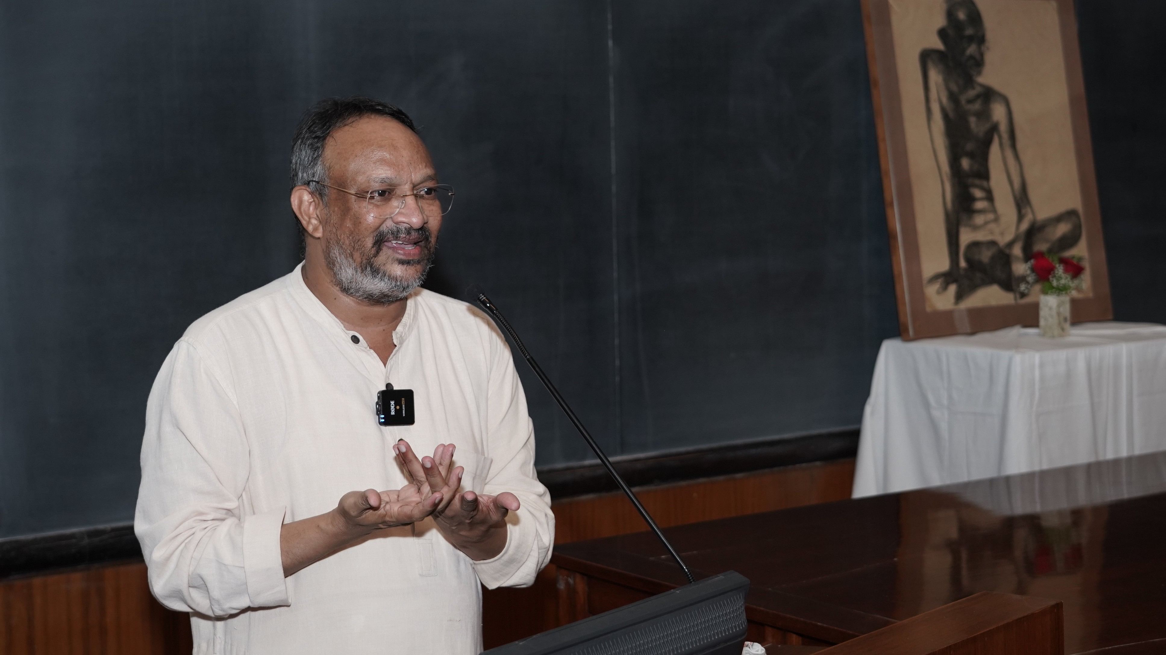 <div class="paragraphs"><p>Bezwada Wilson delivering the 50th Gandhi Memorial Lecture at the Raman Research Institute on Wednesday. </p></div>