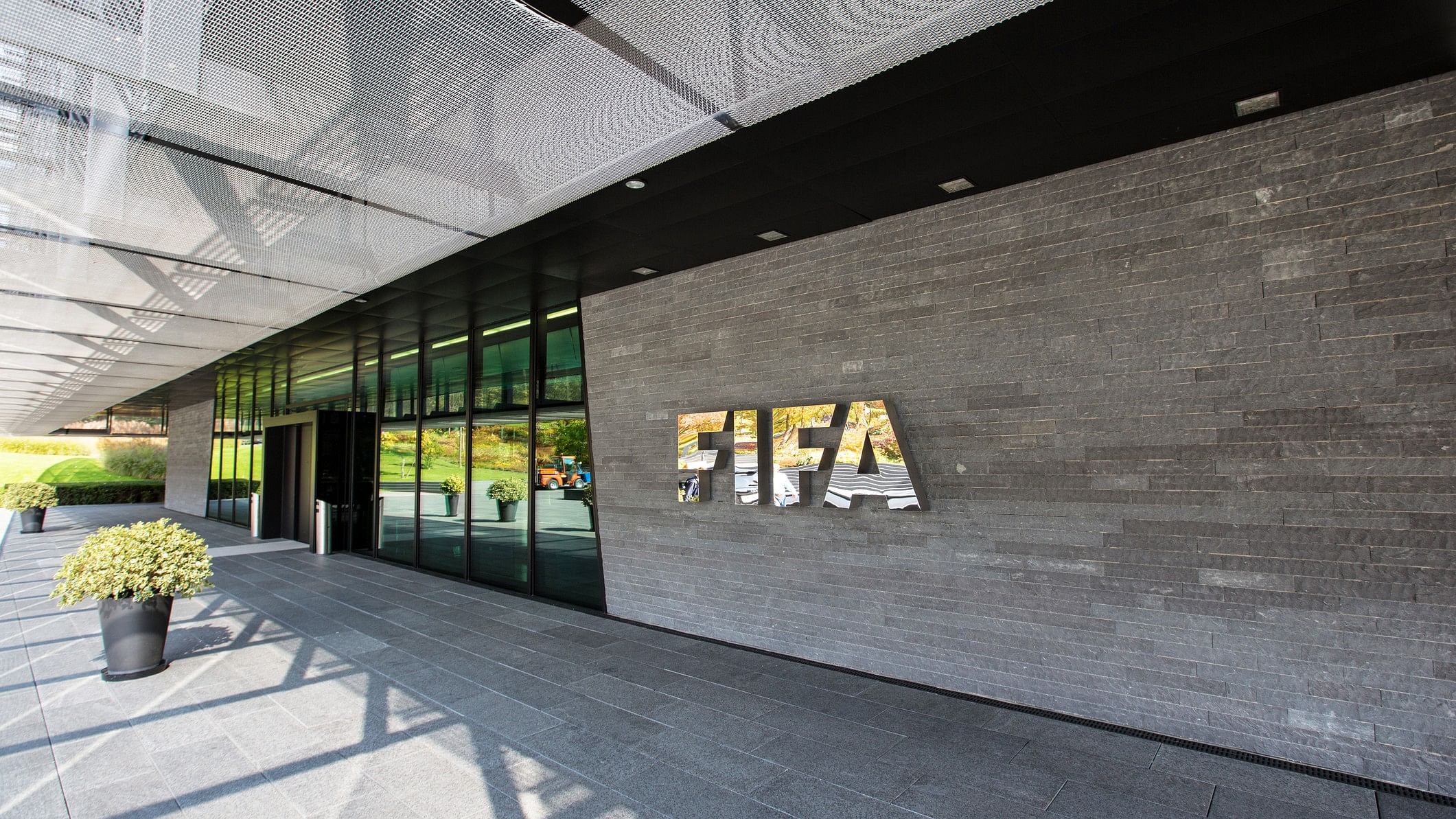 <div class="paragraphs"><p>The FIFA logo is seen in Zurich, Switzerland.</p></div>