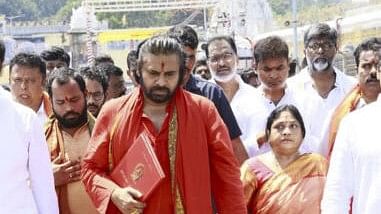 <div class="paragraphs"><p>Andhra Pradesh Deputy Chief Minister Pawan Kalyan during his visit at Tirumala Sri Venkateswara Swami temple, in Tirupati district. </p></div>