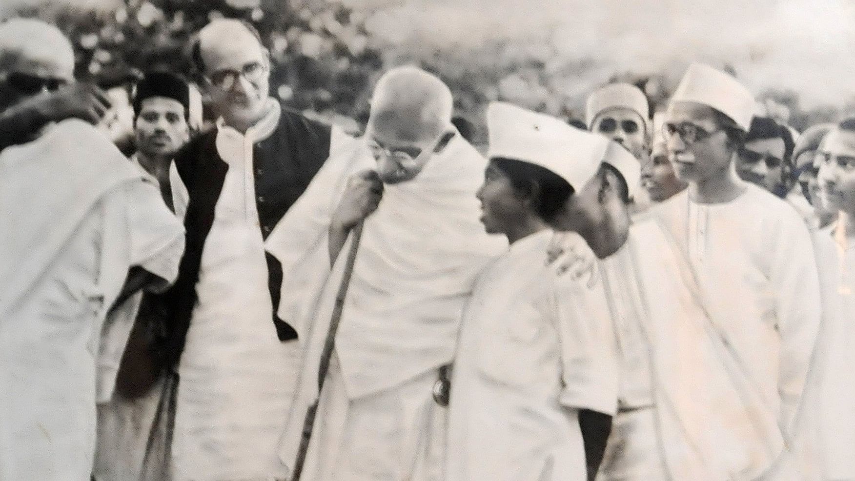 Gandhi with H Narasimhaiah during one of his visits to the state.