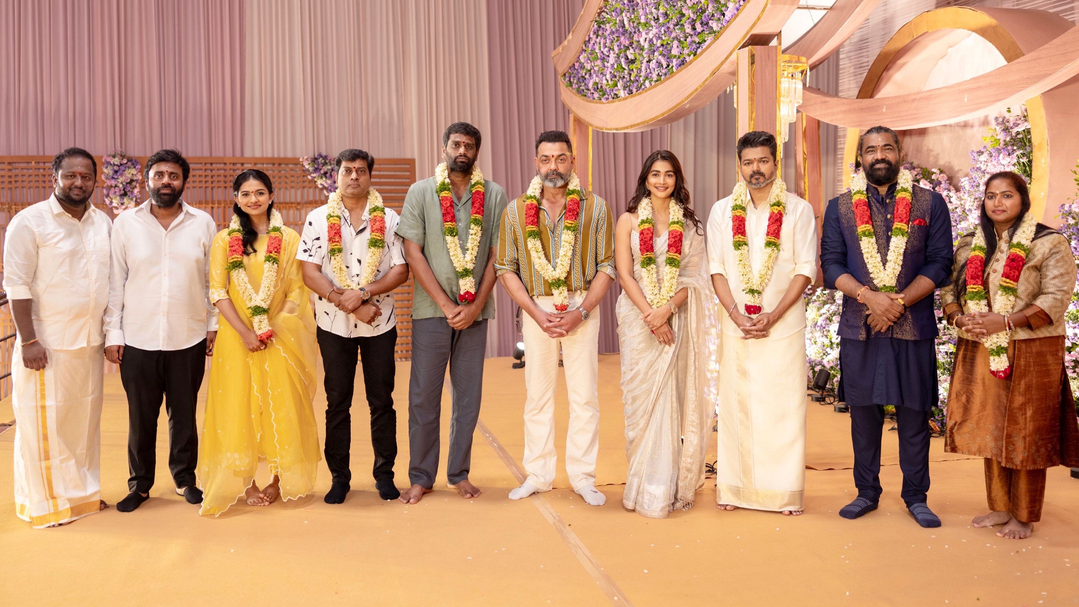 <div class="paragraphs"><p>Cast and crew during the Thalapathy 69 movie pooja in Chennai.</p></div>