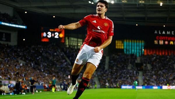 <div class="paragraphs"><p>Europa League - FC Porto v Manchester United - Estadio do Dragao, Porto, Portugal - October 3, 2024 - Manchester United's Harry Maguire celebrates scoring their third goal.</p></div>