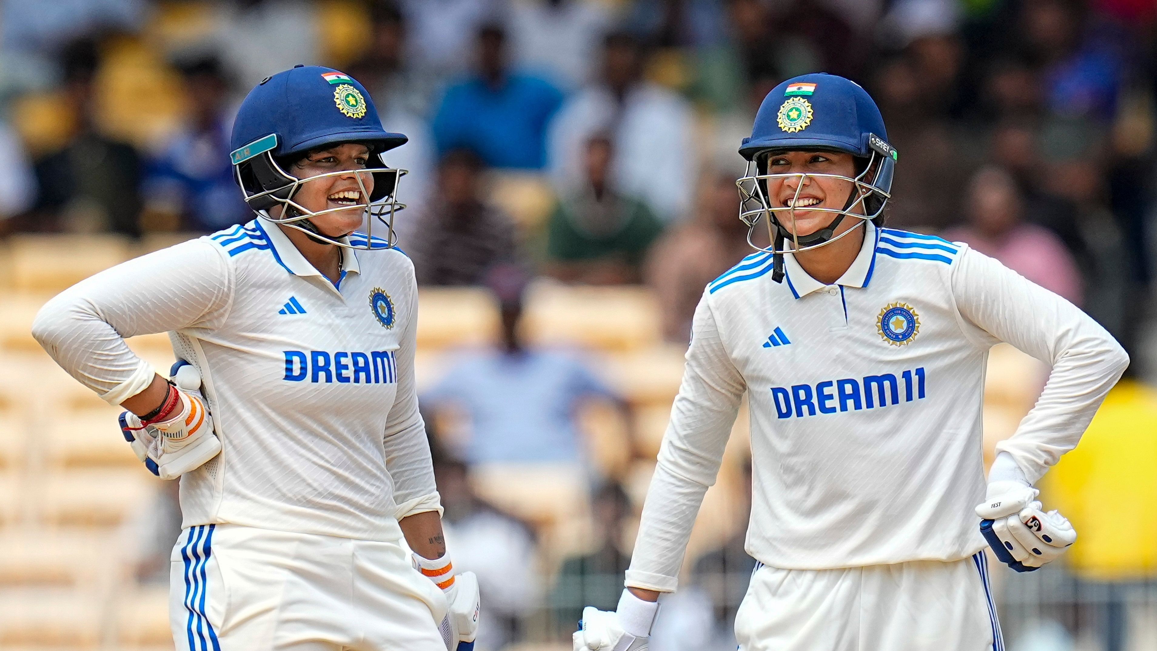 <div class="paragraphs"><p>Shafali Verma and Smriti Mandhana during a one-off test cricket match.</p></div>