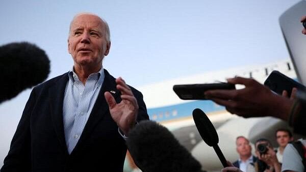 <div class="paragraphs"><p>US President Joe Biden speaks to journalists after visiting storm-damaged areas in the wake of Hurricane Helene, at Joint Base Andrews in Maryland.&nbsp;</p></div>