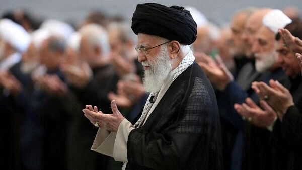 <div class="paragraphs"><p>Iran's Supreme Leader Ayatollah Ali Khamenei prays during the Friday Prayers and a commemoration ceremony of late Lebanon's Hezbollah leader, Sayyed Hassan Nasrallah, in Tehran, Iran.&nbsp;</p></div>