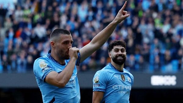 <div class="paragraphs"><p>Premier League - Manchester City v Fulham - Etihad Stadium, Manchester, Britain - October 5, 2024 - Manchester City's Mateo Kovacic celebrates scoring their second goal.</p></div>