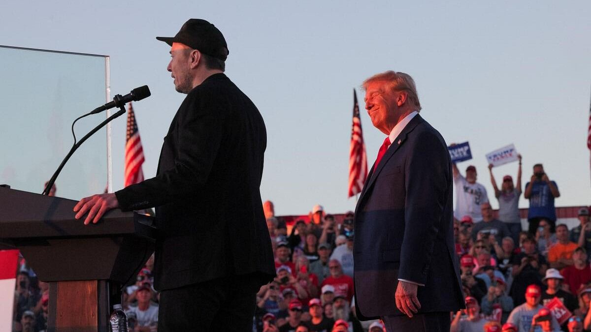 <div class="paragraphs"><p>Tesla CEO and X owner Elon Musk attends a rally by Republican presidential nominee former U.S. President Donald Trump, on the day Trump returns to the site of the July assassination attempt against him, in Butler, Pennsylvania.</p></div>