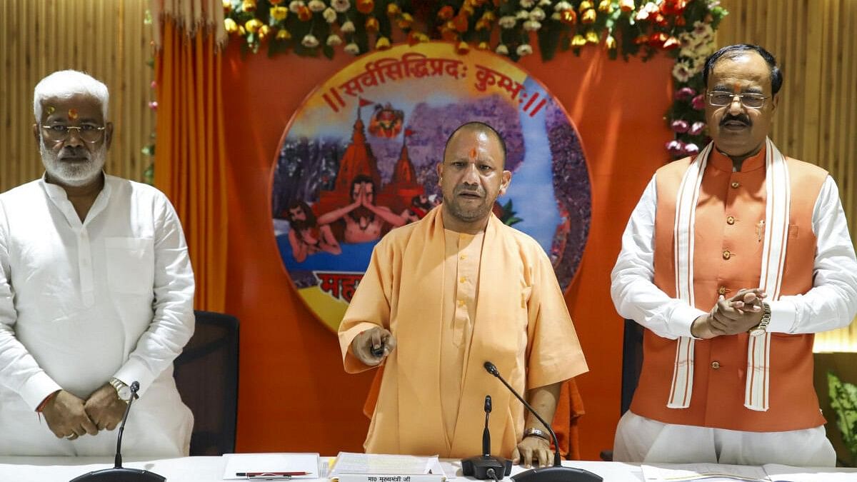 <div class="paragraphs"><p>Uttar Pradesh Chief Minister Yogi Adityanath with Deputy CM Keshav Prasad Maurya unveils the logo of 'Mahakumbh Prayagraj 2025' during a meeting, in Prayagraj.</p></div>