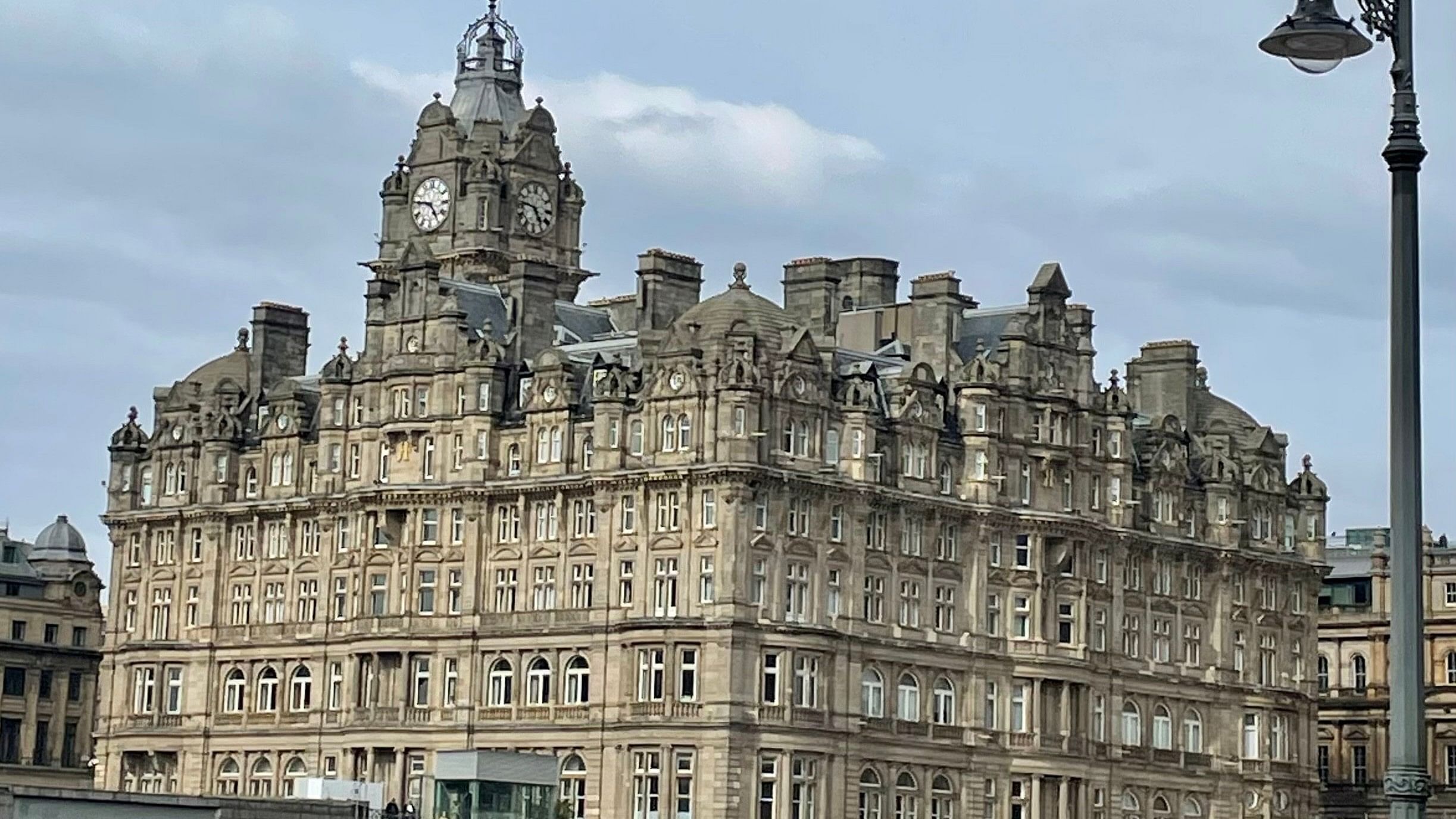 <div class="paragraphs"><p>The Balmoral Hotel where JK Rowling famously rented a suite to finish writing 'Harry Potter and the Deathly Hallows'. </p></div>