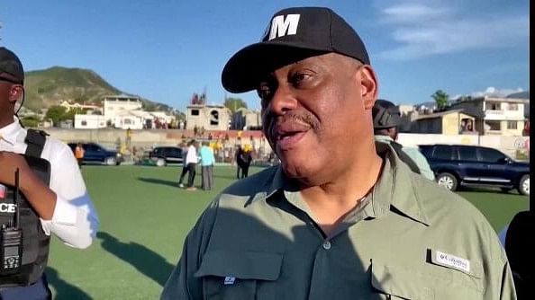 <div class="paragraphs"><p>Haitian Prime Minister Garry Conille speaks on the day he visits victims of gang attacks at a hospital, in Saint-Marc, Artibonite, Haiti October 5, 2024, in this still image obtained from a video. </p></div>