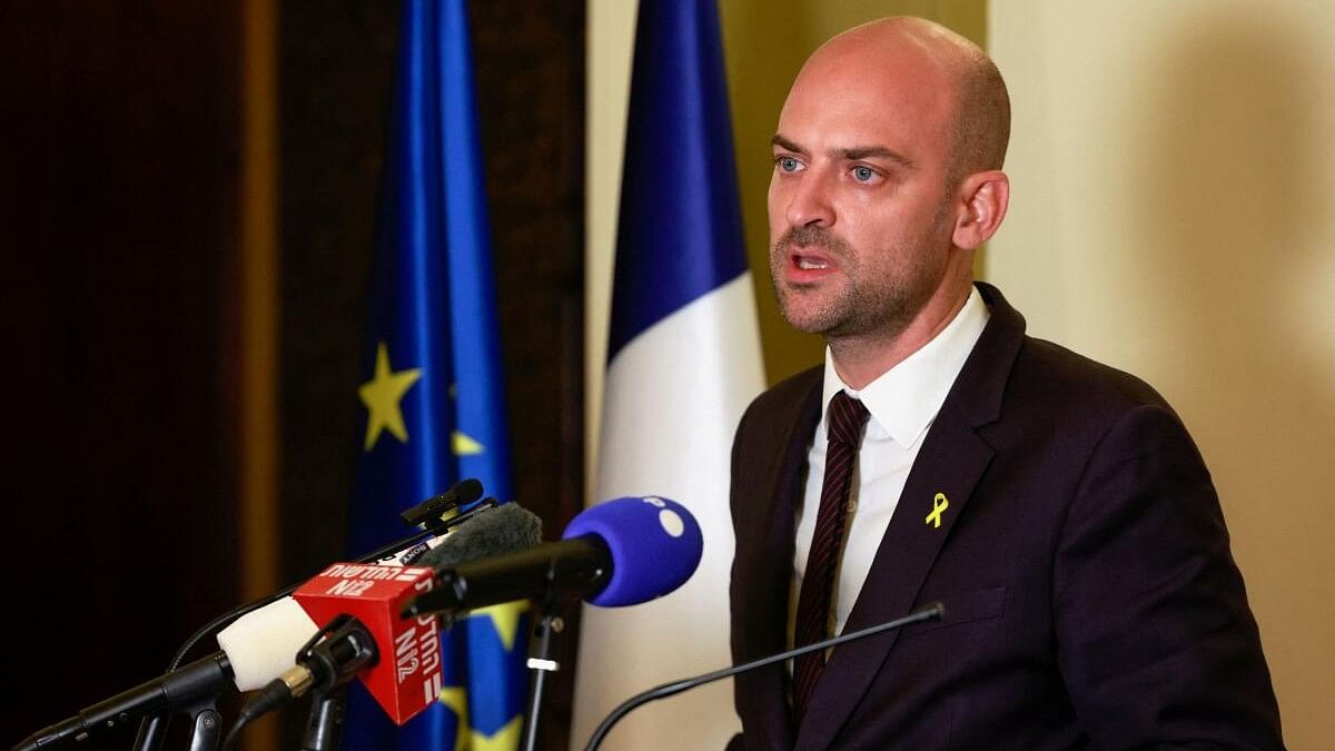 <div class="paragraphs"><p>French Foreign Minister Jean-Noel Barrot addresses a press conference in Jerusalem on Monday (October 7).&nbsp;</p></div>