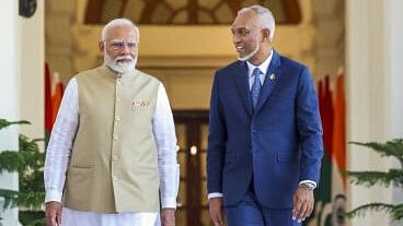 <div class="paragraphs"><p>Prime Minister Narendra Modi with President of Maldives Mohamed Muizzu during a meeting at Hyderabad House, in New Delhi, Monday, Oct. 7, 2024.</p></div>