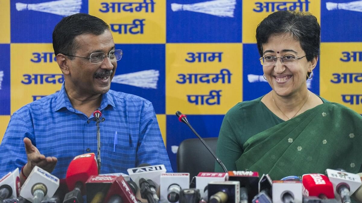 <div class="paragraphs"><p>AAP convenor Arvind Kejriwal (left) and Chief Minister Atishi address a joint press conference in New Delhi.&nbsp;</p></div>