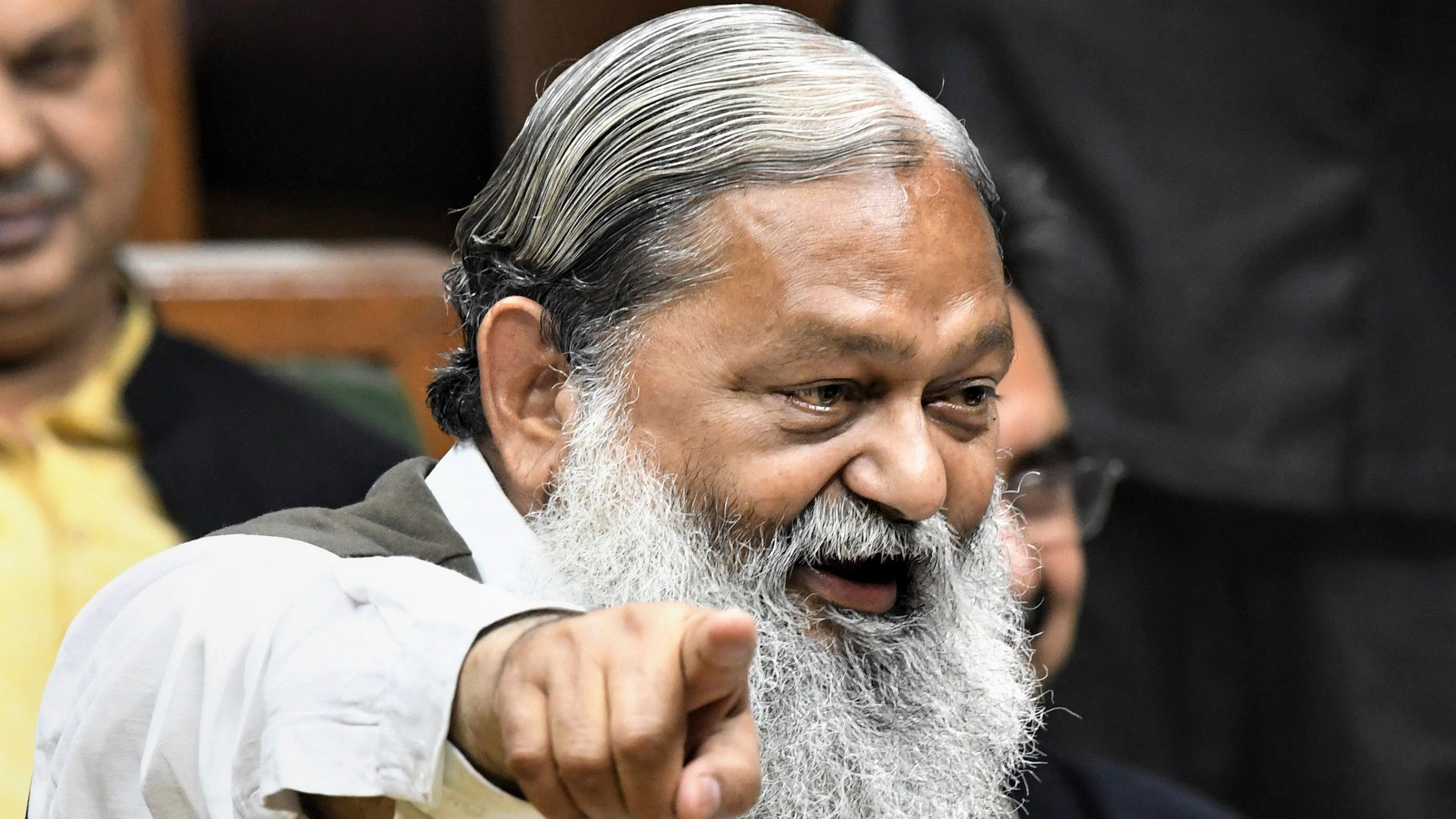 <div class="paragraphs"><p> Chandigarh: In this Tuesday, Nov. 26, 2019 file photo, Haryana cabinet minister Anil Vij, in Chandigarh. </p></div>