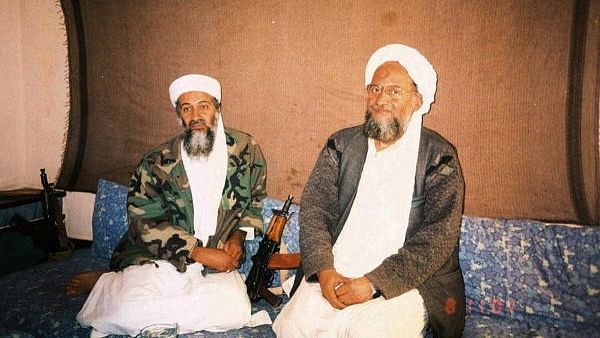 <div class="paragraphs"><p>FILE PHOTO: Osama bin Laden sits with his adviser Ayman al-Zawahiri, an Egyptian linked to the al Qaeda network, during an interview with Pakistani journalist Hamid Mir (not pictured) in an image supplied by Dawn newspaper.&nbsp;</p></div>