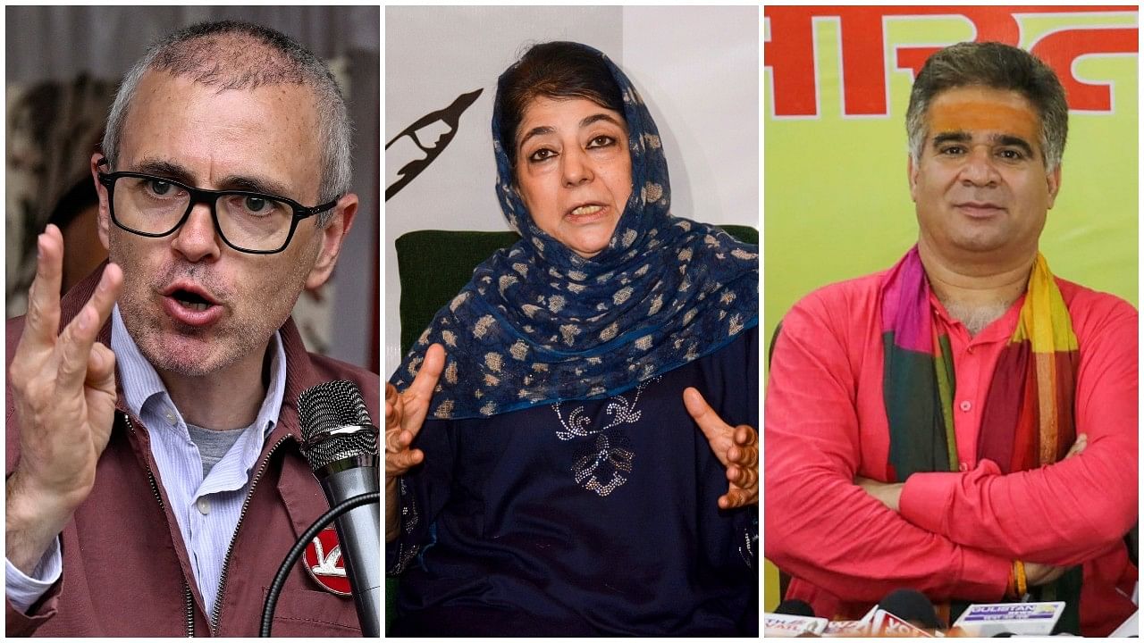 <div class="paragraphs"><p>Jammu and Kashmir National Conference Vice President Omar Abdullah; Peoples Democratic Party (PDP) chief Mehbooba Mufti; J&amp;K BJP President Ravinder Raina</p></div>