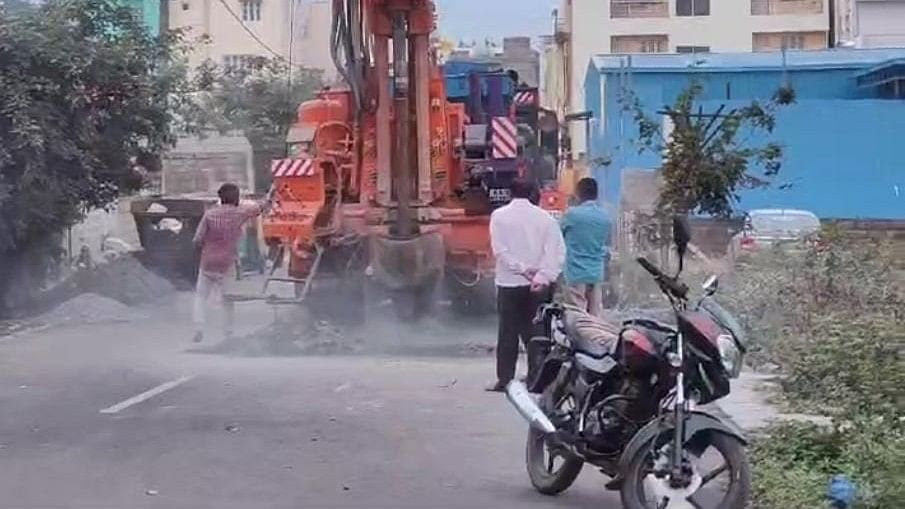 <div class="paragraphs"><p>The borewell drilling on Om Sai Public Main Road in Herohalli ward of RR Nagar. </p></div>