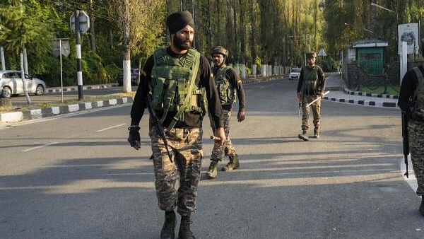 <div class="paragraphs"><p>Security personnel patrol outside Sher-i-Kashmir International Convention Centre (SKICC), a counting centre for Jammu &amp; Kashmir Assembly elections, a day before the election results.</p></div>