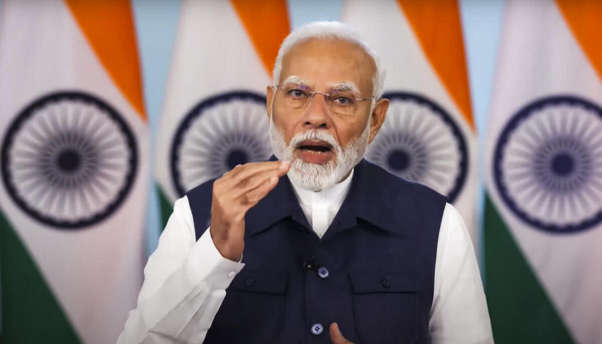 <div class="paragraphs"><p>Prime Minister Narendra Modi virtually addresses the foundation stone laying ceremony of multiple developmental projects in Maharashtra</p></div>