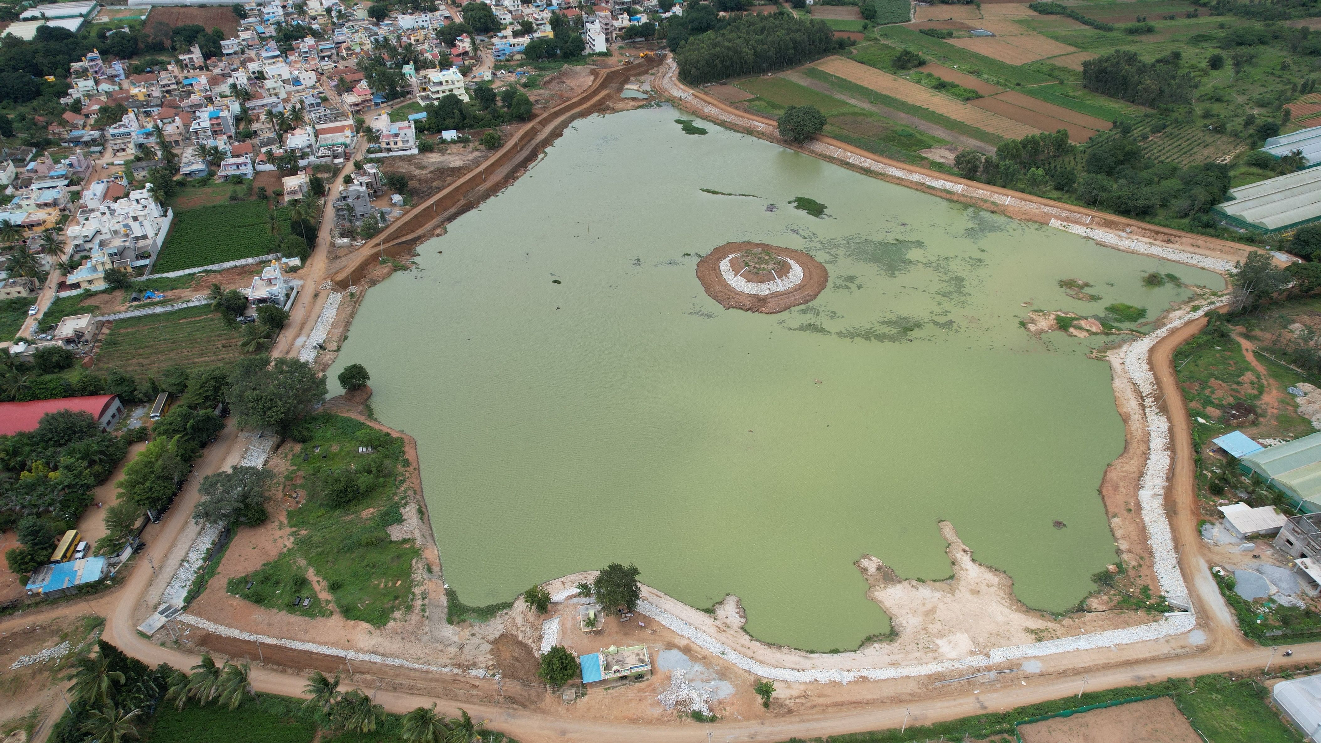 The lake was transformed over a period of six months.