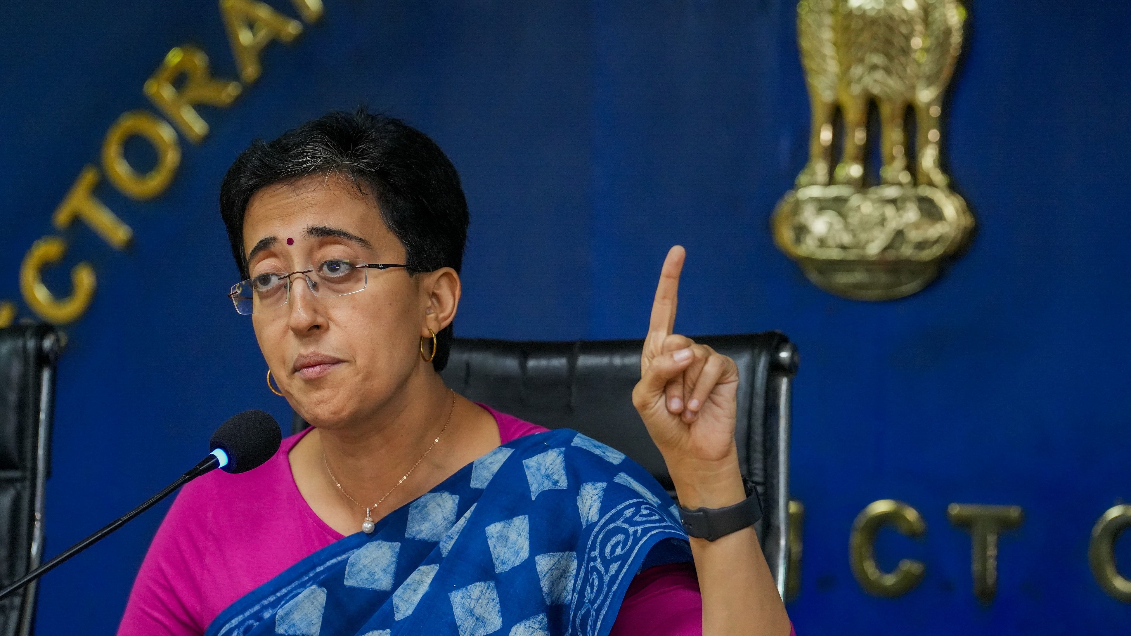 <div class="paragraphs"><p>Delhi Chief Minister Atishi briefs the media on Cabinet decisions, in New Delhi, Thursday, Oct 10, 2024.</p></div>