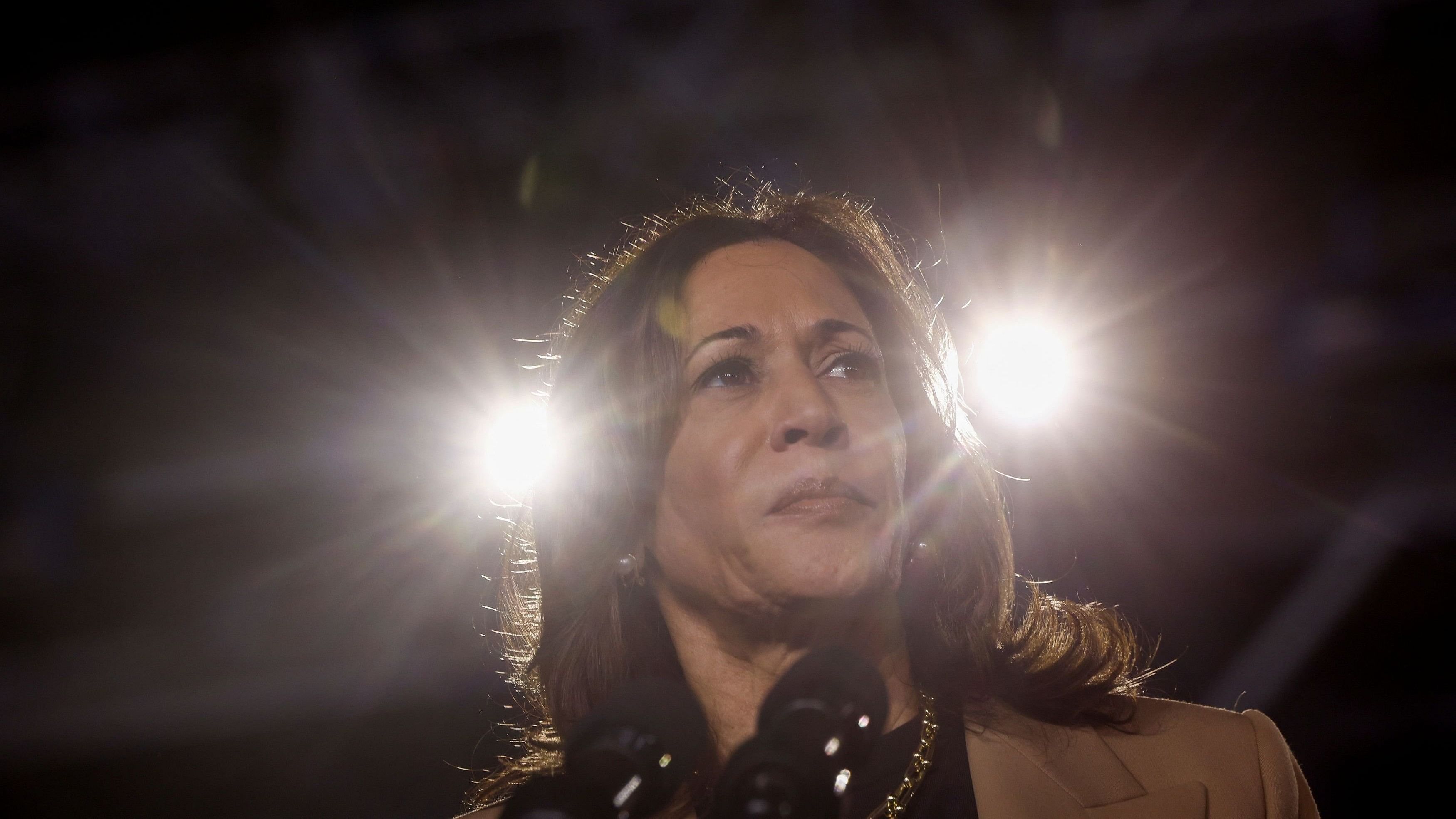 <div class="paragraphs"><p>Democratic presidential nominee and US Vice President Kamala Harris speaks during a campaign event at Rawhide Event Space, in Chandler, Arizona.&nbsp;</p></div>