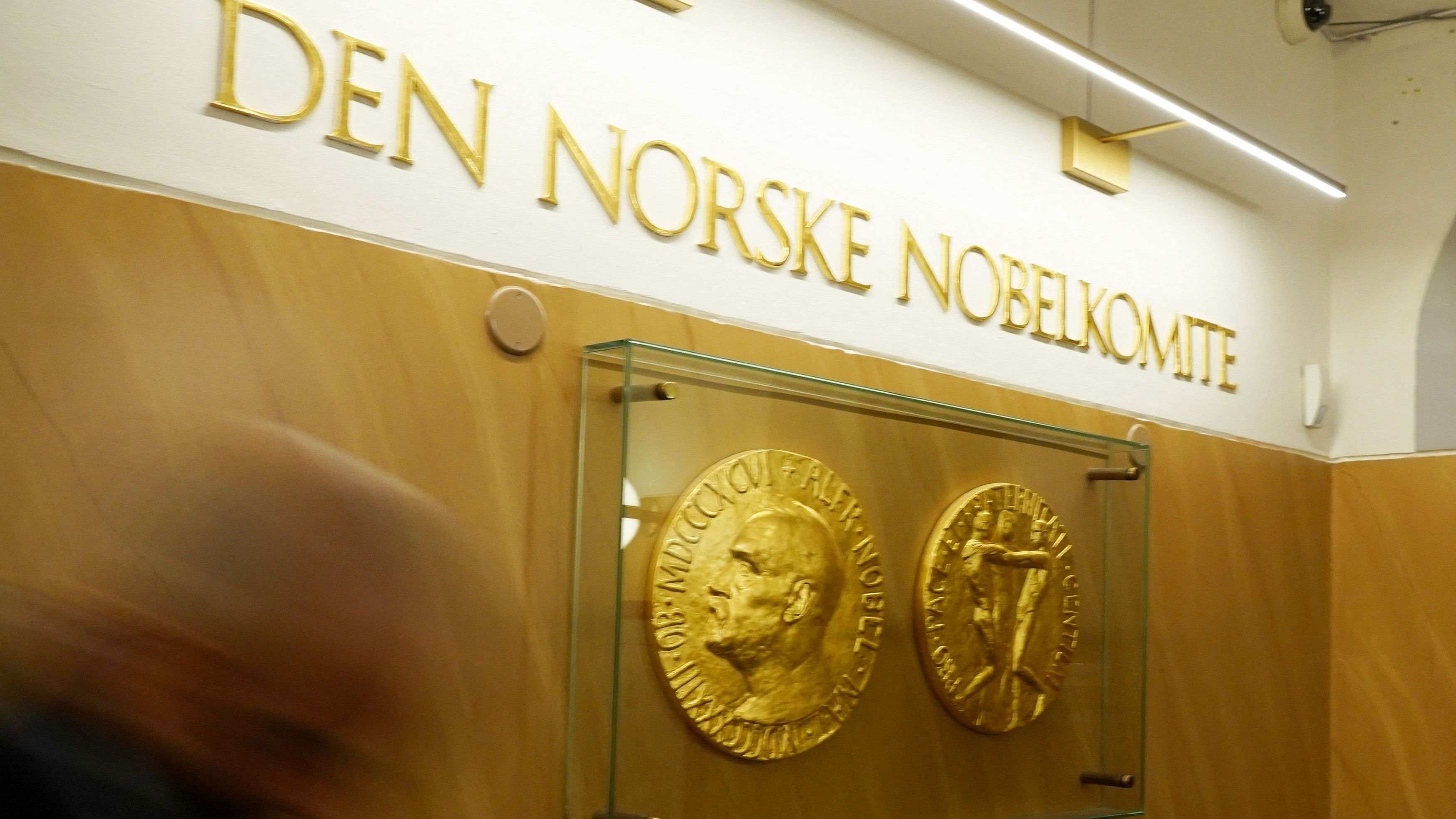 <div class="paragraphs"><p>A view of a sign reading 'The Norwegian Nobel Committee' inside the Norwegian Nobel Institute, where the laureate of the Nobel Peace Prize is announced, in Oslo, Norway.</p></div>