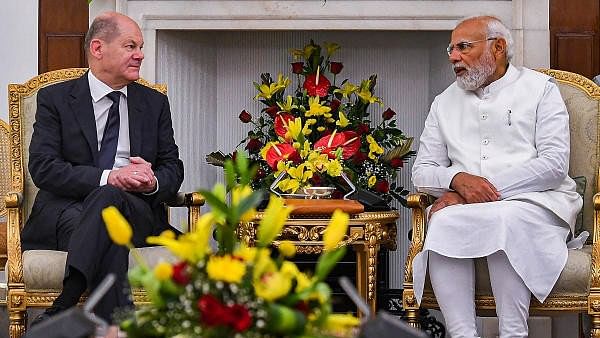 <div class="paragraphs"><p> Prime Minister Narendra Modi in a meeting with German Chancellor Olaf Scholz, in New Delhi.&nbsp;</p></div>