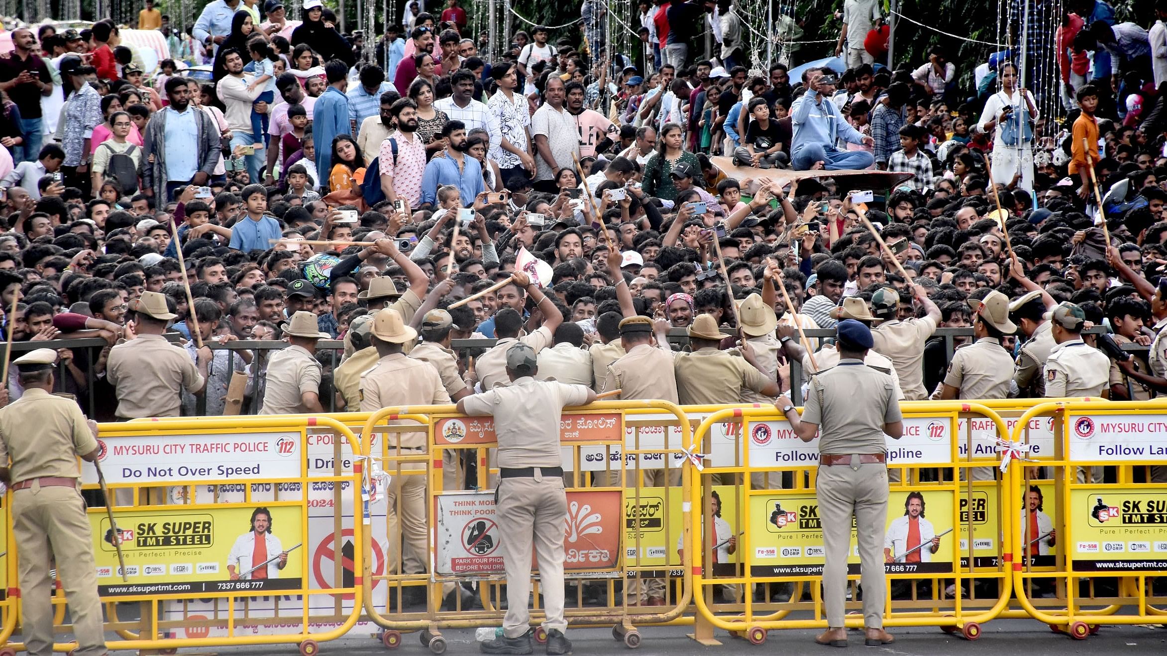 <div class="paragraphs"><p>Sea of people witness Dasara Jamboo Savari procession in Mysuru on Saturday. </p></div>