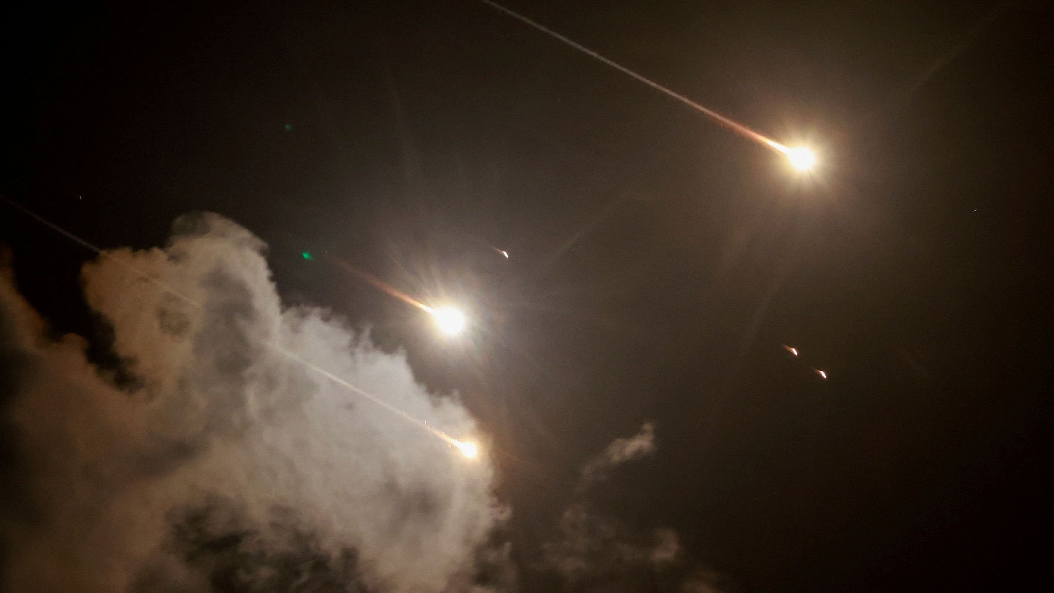 <div class="paragraphs"><p>File photo of projectiles are seen in the sky after Iran fired a salvo of ballistic missiles, amid cross-border hostilities between Hezbollah and Israel, as seen from Tel Aviv, Israel.</p></div>