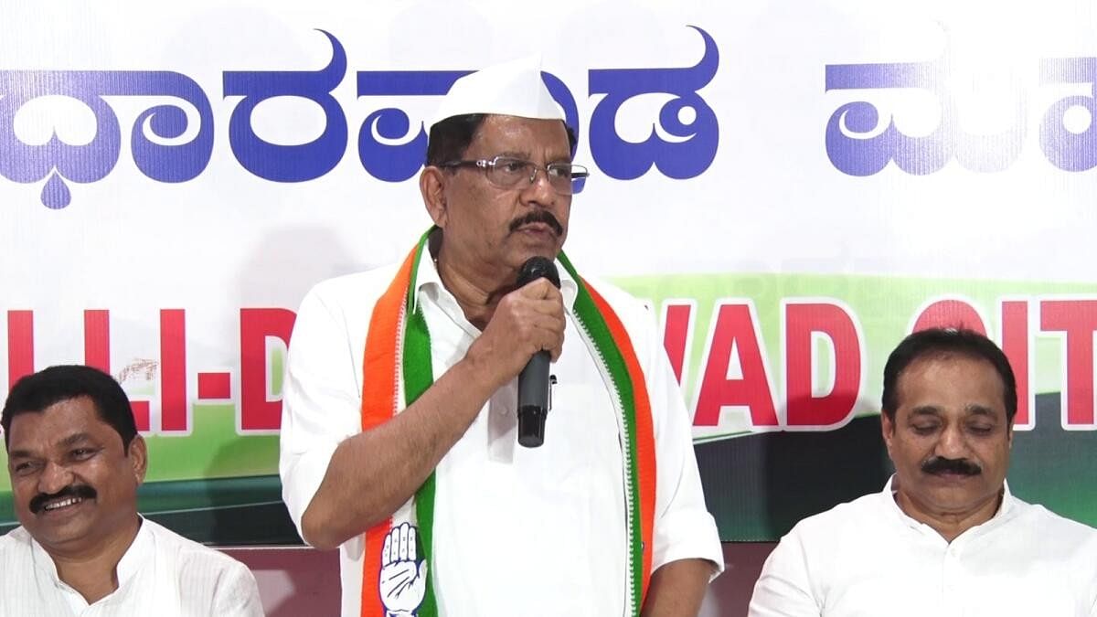 <div class="paragraphs"><p>Home Minister G Parameshwara speaks at the Congress party office in Hubballi recently.&nbsp;</p></div>