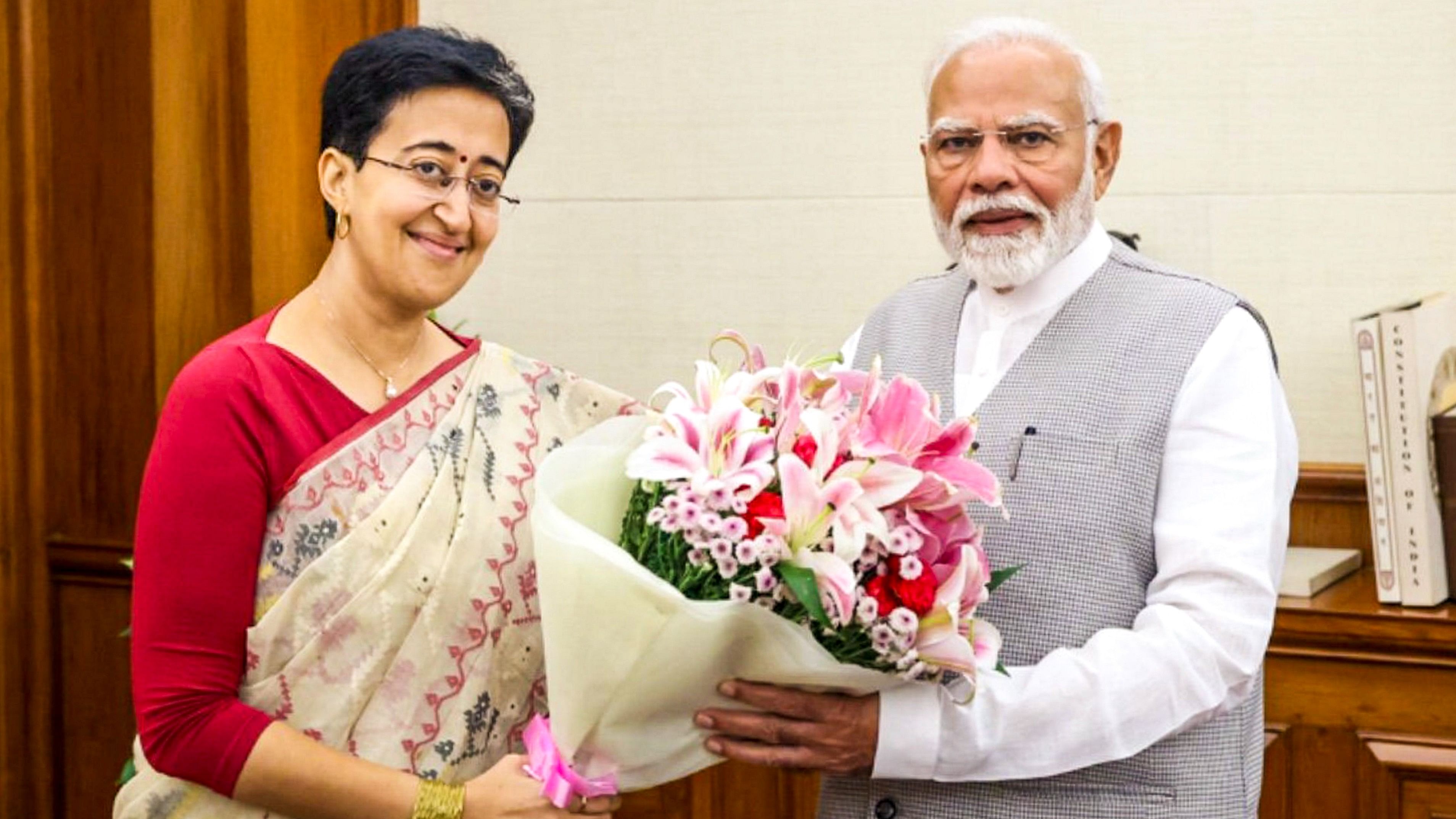 <div class="paragraphs"><p>Prime Minister Narendra Modi with Delhi Chief Minister Atishi during a meeting, in New Delhi.</p></div>