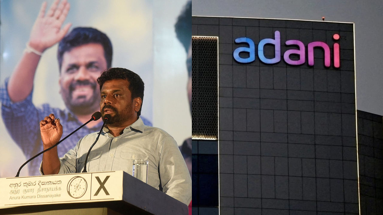 <div class="paragraphs"><p>Sri Lankan President Anura Dissanayake and Adani logo(R).</p></div>