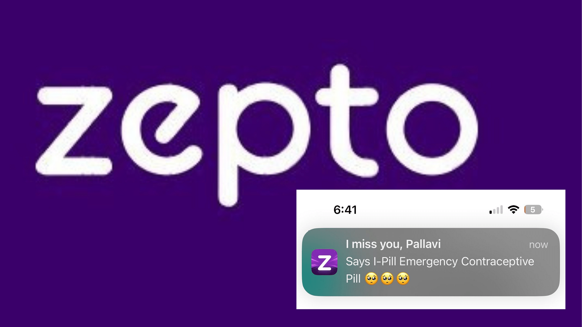 <div class="paragraphs"><p>Zepto logo and insert of the said notification.&nbsp;</p></div>