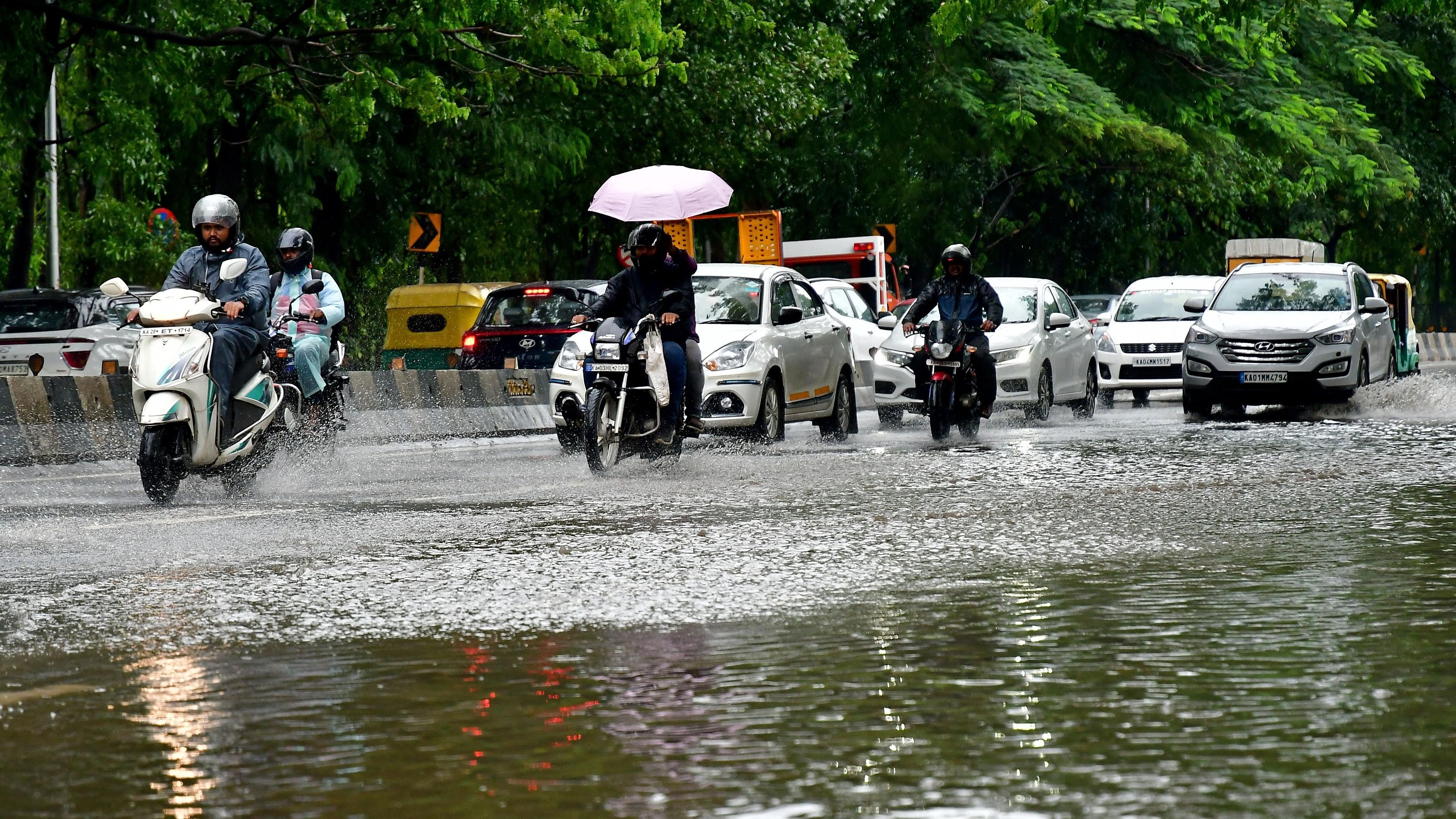 <div class="paragraphs"><p>Motorists navigate a waterlogged Sankey Road on Tuesday.  </p></div>