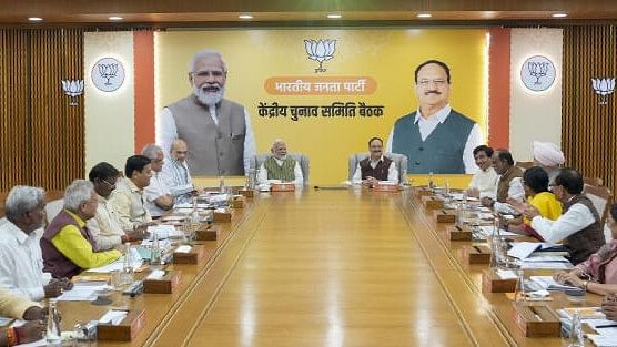 <div class="paragraphs"><p>Prime Minister Narendra Modi with Union Minister and BJP National President J P Nadda, Union Home Minister Amit Shah and other leaders during the BJP's Central Election Committee meeting at BJP headquarters, in New Delhi, Tuesday, Oct. 15, 2024.</p></div>