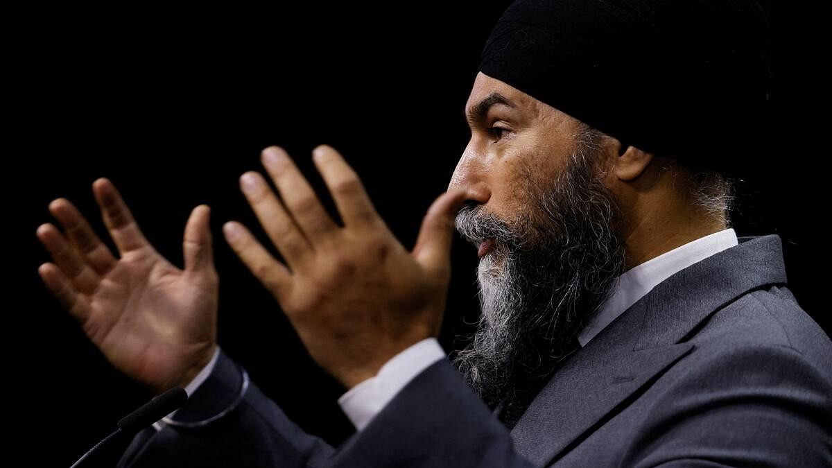 <div class="paragraphs"><p>Canada's New Democratic Party leader Jagmeet Singh takes part in a press conference about India-linked criminal activity occurring in Canada, in Ottawa.</p></div>