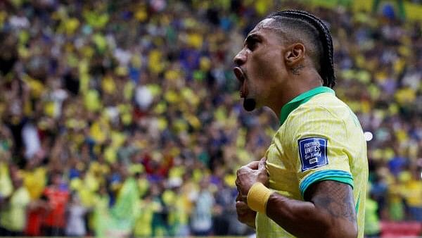 <div class="paragraphs"><p>World Cup - South American Qualifiers - Brazil v Peru - Estadio Mane Garrincha, Brasilia, Brazil - October 15, 2024 - Brazil's Raphinha celebrates scoring their second goal.</p></div>