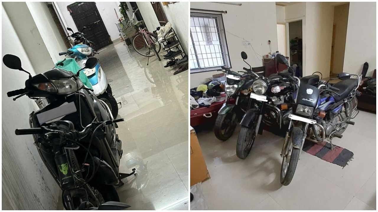 <div class="paragraphs"><p>Bikes and scooters parked indoors. (Screengrab of the images hared by users on X)</p></div>