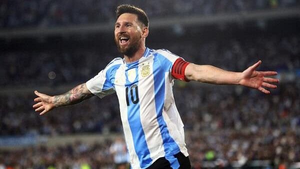 <div class="paragraphs"><p>World Cup - South American Qualifiers - Argentina v Bolivia - Estadio Mas Monumental, Buenos Aires, Argentina - October 15, 2024 - Lionel Messi celebrates scoring Argentina's first goal.</p></div>